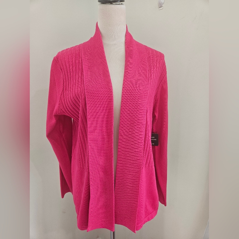 Select + Trcvld Fuchsia Ribbed Open-Front Cardigan – Size L – NWT